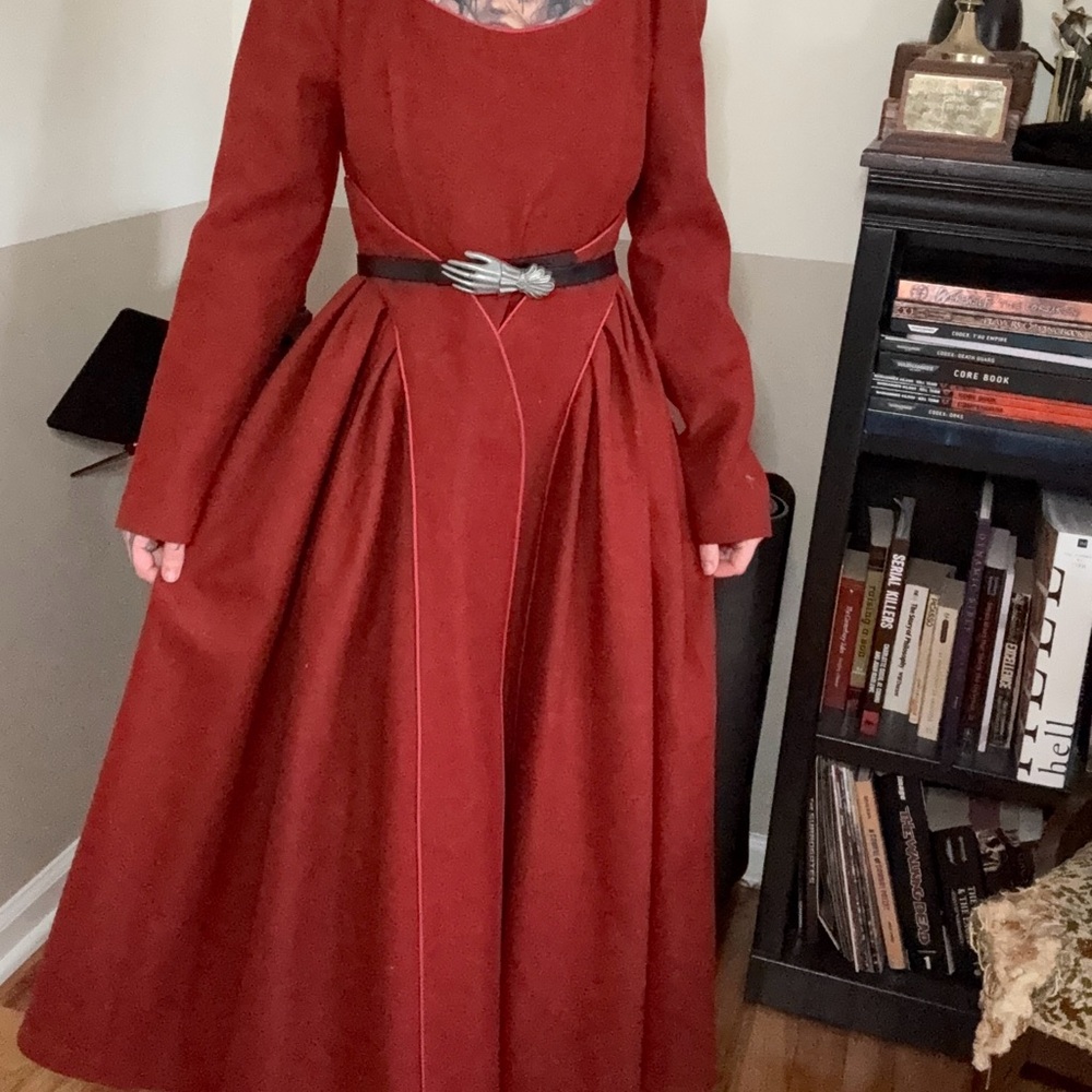 Victorian wool rust orange dress